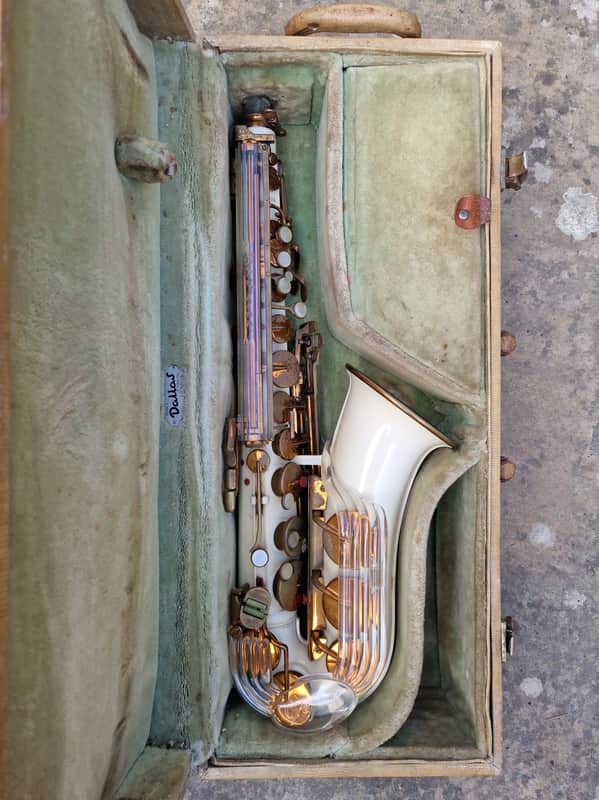 Grafton Acrylic and Metal Alto Saxophone 1950s - Cream and Brass image 1