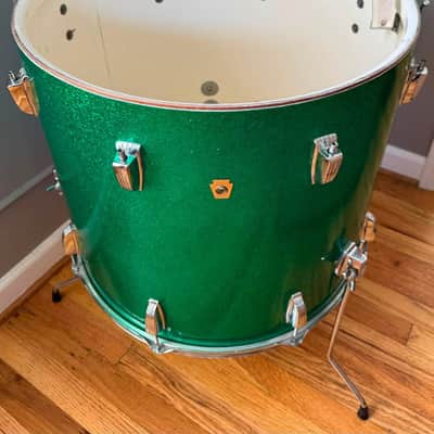 Exc Vintage Mid 60s Ludwig 20” Floor Tom in Green Sparkle image 7