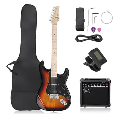 Glarry GST HSS Pickups Electric Guitar w/20W Amplifier Sunset image 7