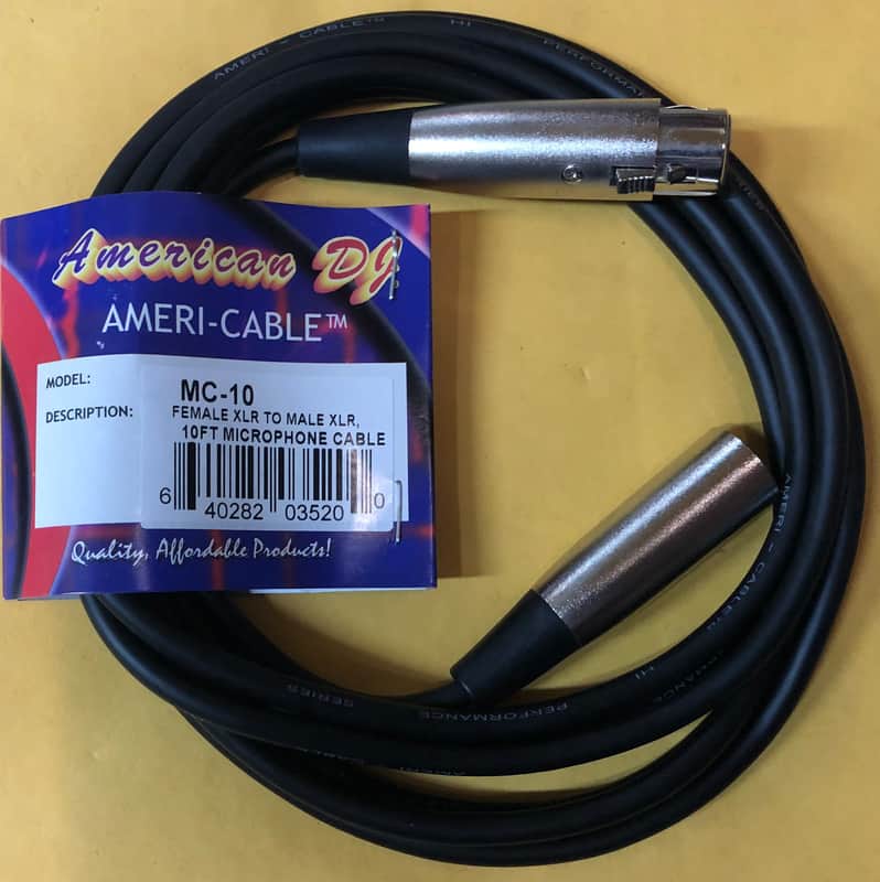 American DJ Ameri-Cable MC-10 Mic Cable 10ft - Black image 1