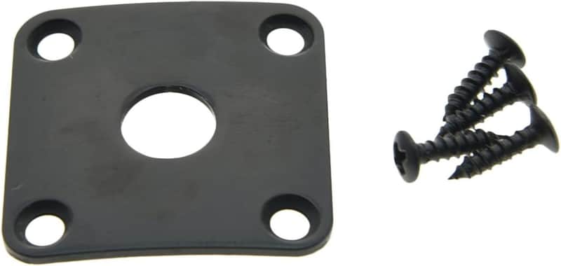 Black Metal Curved Base Bottom Jack Plate Square Jackplate for LP Les Paul image 1