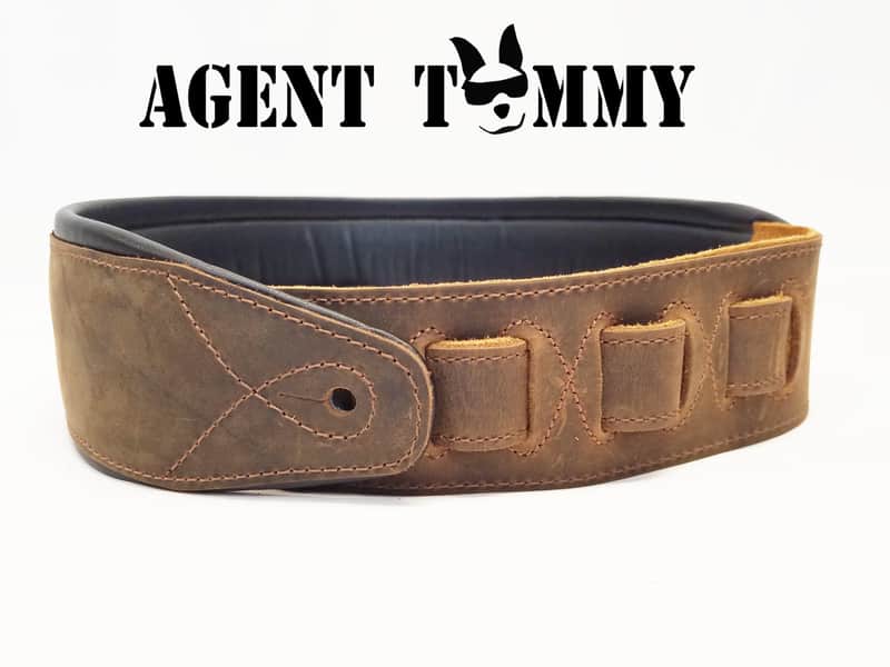 Padded Genuine Leather Guitar or Bass Strap 3.25" Wide Lightly Distressed image 1