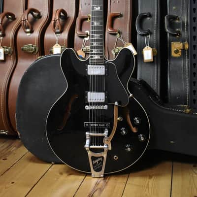 1973 Gibson ES-335 Custom Colour Factory Black w/Bigsby MOD – T-Tops & OHSC, RARE image 2