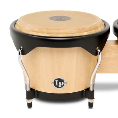 Latin Percussion LP601NYII City II Series Bongo Set with Double Stand 7” & 8” Natural image 4