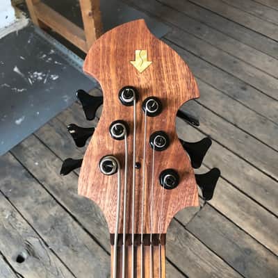 Short scale 6 string fretless bass guitar by JL 2023 - Sapele image 7