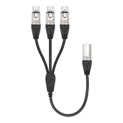 3Pin XLR Male to 3 Female Y Splitter Cable,3 Way XLR Splitter 1 Male to 3 Female Audio Cable Microphone Three in and one out-2FT image 1