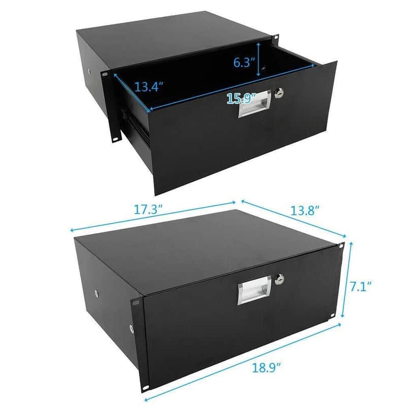 New Glarry Rack Mount DJ 19" Rack Road Case Equipment Deep Drawer Locking 4U image 1