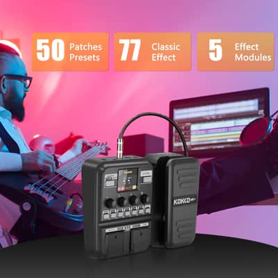 KOKKO KMF-1 Guitar Pedal, 77 Effects Guitar Multi Effects Pedal with 50 Preset, 42 Drum Rhythm, 18 Amp/Cab, Upgraded Color Screen, Aux In, Guitar Tuner Looper Expression Wah Volume Distortion Pedal (Price includes the import duty for US buyer) image 3