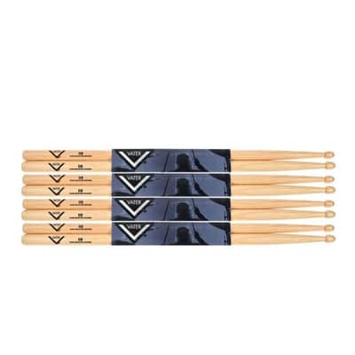 Vater 5B Hickory Drum Sticks Consumer 4 Pair Value Pack VTR-VSP5BW image 2