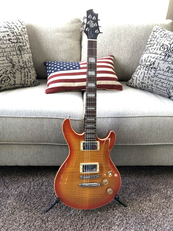 Cort M600 M Series Double Cutaway HH with Flame Maple Top 2002 - Cherry Burst Bild 1