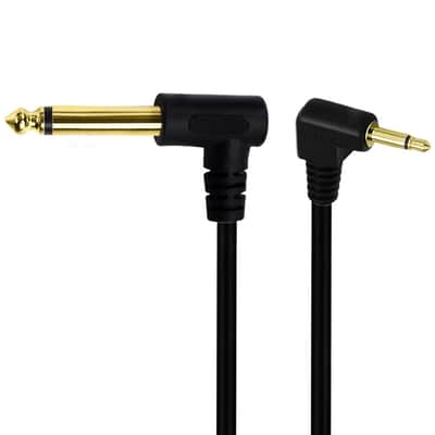 2Pack Right Angle 90 Degree 1/8 to 1/4 Mono Cable, 6.35mm 1/4 Male Mono to 3.5mm 1/8 Mono Male Speaker Cable for Amplifier, Speaker, with Gold Plated Plug 1.8M image 2