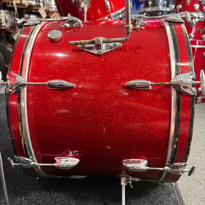Vintage 60's Gretsch Round Badge 3-Piece 13/16/20 Drum Kit Set in Red Sparkle with Cases (Rm4) image 6