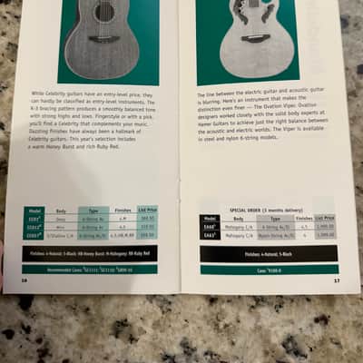 Ovation Price list catalog 1999 collector series Adamas II SMT custom elite celebrity image 9