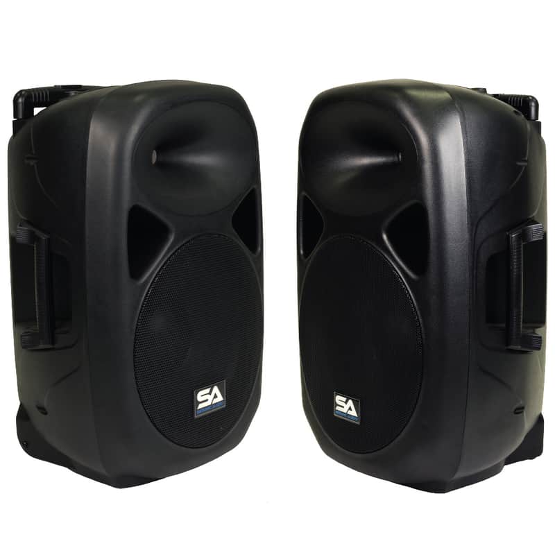 Seismic Audio RSG-15-Pair Two Powered 1x15" 150w PA BLUEtooth Speaker w/ (4x) Handheld Mics, Remotes image 1