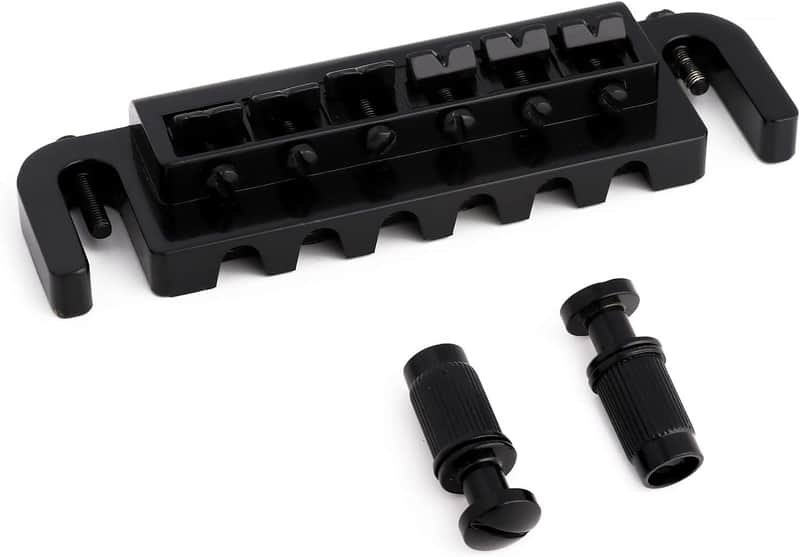 Tune-O-Matic Wraparound Bridge Stop Tailpiece Wrap Around Adjustable Combination Saddle Bridge Tailpiece for 6 String Les Paul LP Style Electric Guitar Parts Full Set Black. image 1