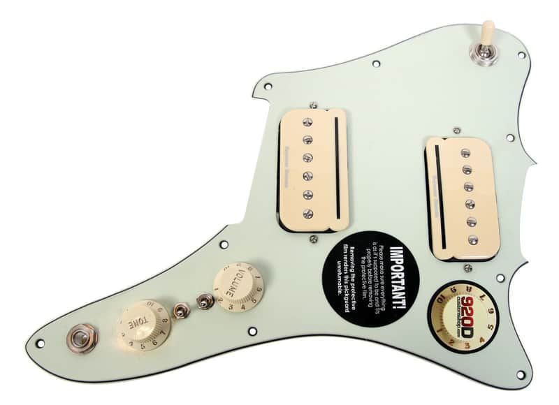 920D Custom Loaded Pickguard Seymour Duncan P-Rails Offset Mint Green Aged White image 1
