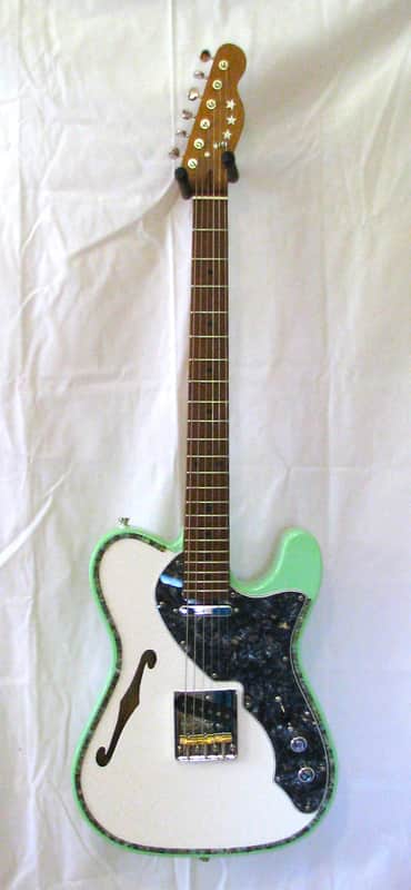 Custom Designed & Crafted - Surf Green Tele Thinline style/African Turquoise Stones - RSG Serial #058 2024 image 1