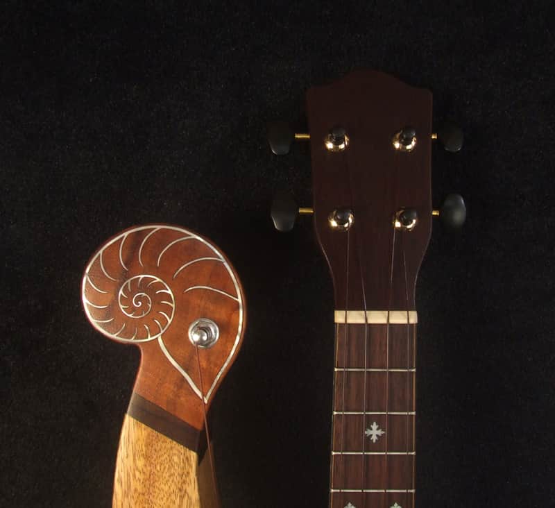 Handcrafted Harp Style 5 String Soprano Ukulele, Bruce Wei ,Solid Acacia, Mango HU13-2003 image 1