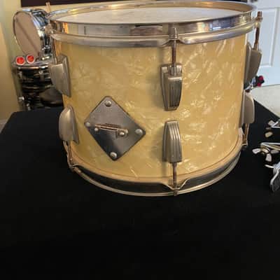 WFL Ludwig 9x13 Rack Tom wDrum Shop Chicago Sticker 1930’s/1940’s?? White Marine Pear image 4