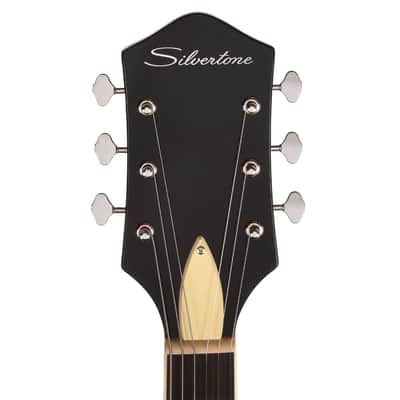 Silvertone 1446 TBK Single Cut Semi-Hollow Electric Guitar w/ Trapeze Tailpiece Gloss Black Pre-Order image 6