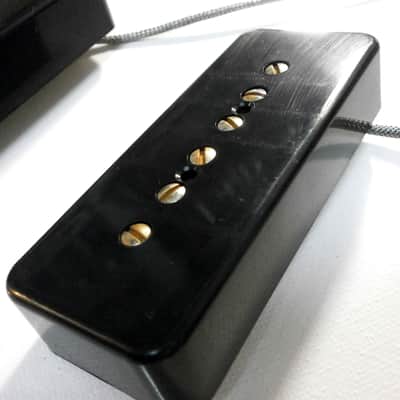 P90 relic/aged SOAP BAR Pickups set Black/Cream Vintage Fits Gibson Epiphone 50s  Alnico IV Q Custom image 10