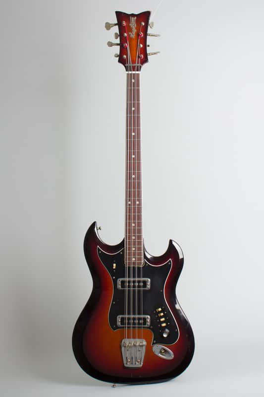 Hagstrom  H-8 8-String Bass Solid Body Electric Bass Guitar (1968), ser. #748005, black hard shell case. image 1