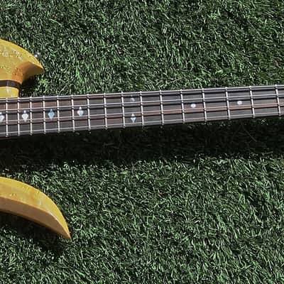 Circa 1980 BC Rich Mockingbird Longhorn Bass USA Natural Birdseye Maple image 3