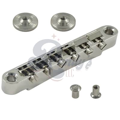 Advanced Plating 1255-1256-1257N Pinnacle ABR-1 Locking Bridge w/ Brass Saddles - Fits Gibson® & Heritage®-Nickel image 1