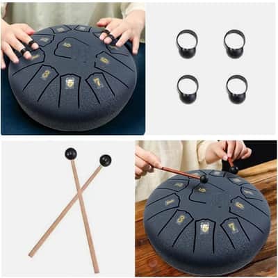 Steel Tongue Drum 6 Inches 11 Notes D Major Steel Drums Rain Chimes for Outside Percussion Instrument with Drum Mallets and Carry Bag image 3