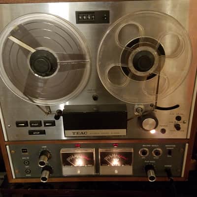 Teac A-4010S 4-head R2R Auto-Reverse 2-track 1/4" 7" reel to reel recorder tape deck player 1970s A4010S - stained wood and stainless steel image 6