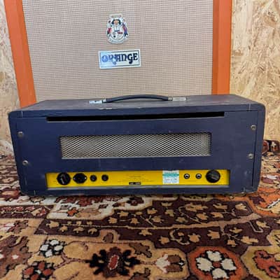 Vintage 1970s Carlsbro 50 Top Custom Colour Blue Guitar Valve Amplifier Head image 9