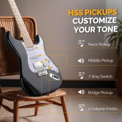 Glarry Sunset GST Electric Guitar HSS Pickups w/20W Amplifier image 3