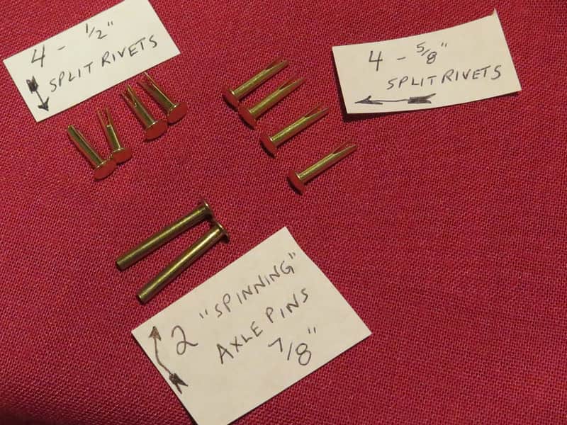 Guitar Case Handle repair kit: brass axle pins + split rivets for Gibson Les paul paf es 335 case image 1