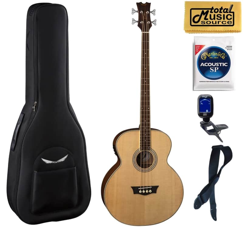 Dean EAB Acoustic-Electric 4 String Bass Guitar - Natural, Bag Bundle image 1