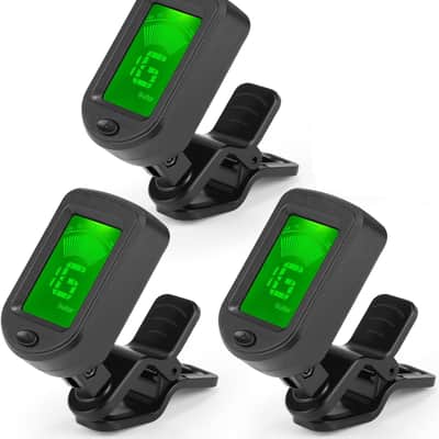 3 Pcs Guitar Tuner, Clip on Tuner with Chromatic Modes, Digital Electronic Clear LCD Display, 360 Degree Rotation for Acoustic/electric Guitar, Ukulele, Bass, Violin, Banjo, Mandolin image 1