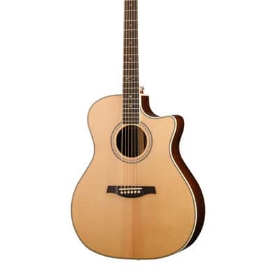 GA88-NAT Electric acoustic guitar, cut-out, natural color, with cover, Parkwood image 1