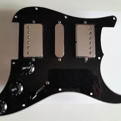 Handmade prewired HSH neodymium Strat pickguard with HB split switch TR BL and mid PU cutoff switch. PAF style HB's. image 1
