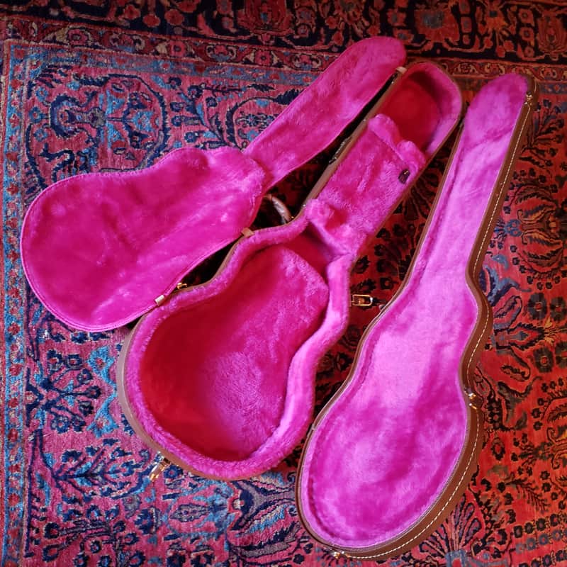 1989-1991 'Fuzzy Blanket' Gibson USA TKL Case for Les Paul Standard Classic Custom Studio, Brown/Pink Shroud image 1