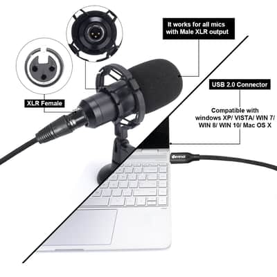 XLR to USB C Cable, Upgrade USB C Microphone Cable USB Type-C to XLR Female Cord Connector Adapter Compatible with Sumsung Google Huawei Xiaomi Smartphone or MacBook 16.4 FT image 2