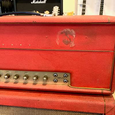 Marshall JMP 1992 Super Bass 100 Watts 1969 & Cabinet 1935 Red Half-Stack image 14