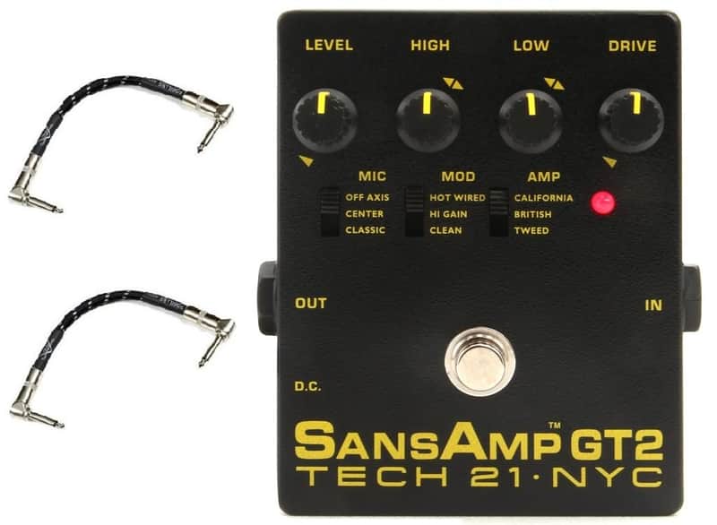 Tech 21 NYC Sansamp GT2 Preamp Stomp Box Record Direct 100% Analog Circuitry (2 FENDER PATCH CABLES) image 1