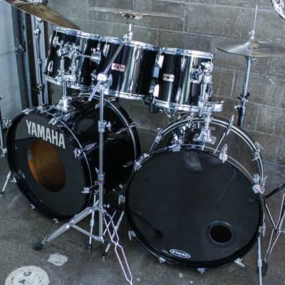 Yamaha Tour Custom Double Bass Drum Set (1985–1988) – Made in Japan – Solid Black image 4