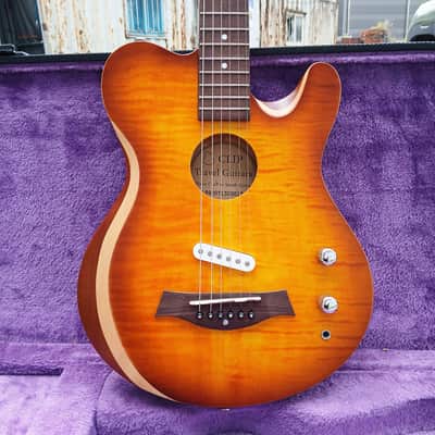 CLIP SAE-580 Travel Silent Guitar Yellow Flame Brown Burst image 1