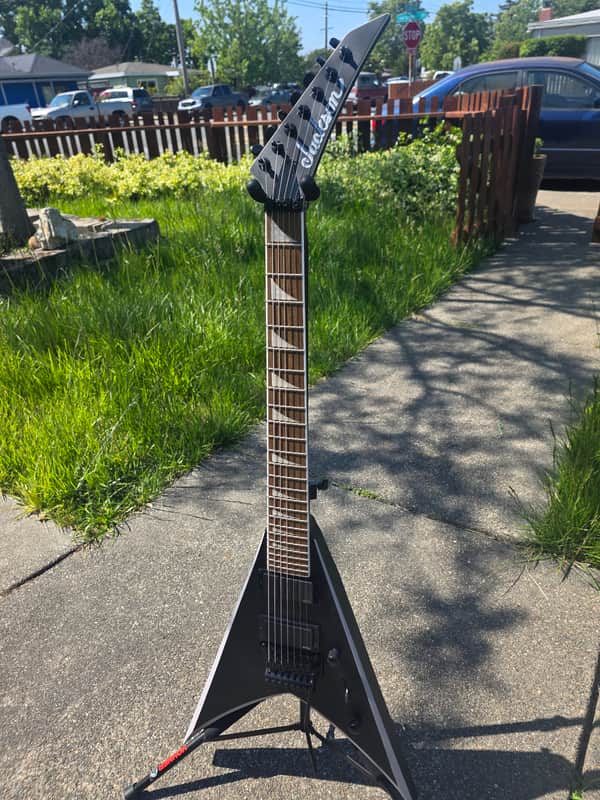 New Jackson King V KVX7 7 String 2025-2026 - Satin Black/Gray Bevels image 1