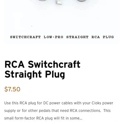 Switchcraft Mini RCA Plugs for CIOKS Power Supply image 2