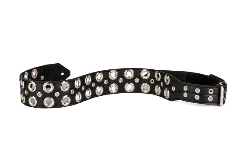 Al Bane For Leather - Tormentor 3"  Premium Leather Black Leather Guitar Strap image 1