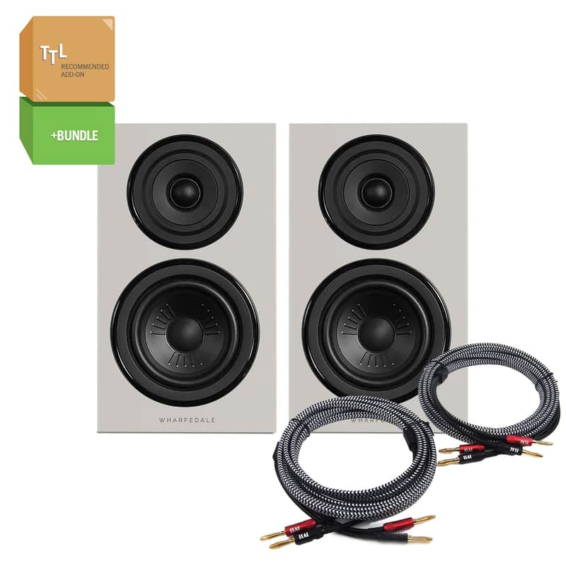 Wharfedale: Diamond 12.1i Passive Bookshelf Speakers (Pair) - Stone Grey +Elac 10ft. Speaker Cable Bundle image 1