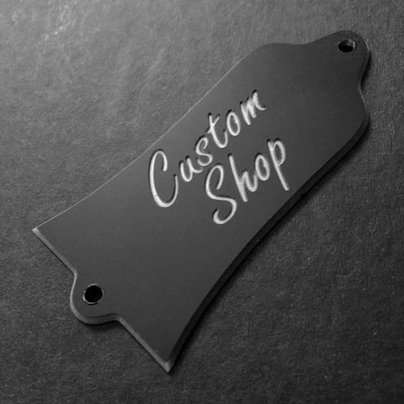 GUITAR TRUSS ROD COVER - Engraved - Fits USA GIBSON - CUSTOM SHOP - BLACK SILVER image 1