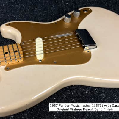 1957 Fender Musicmaster (#573) with Case Original Desert Sand Vintage Finish image 6