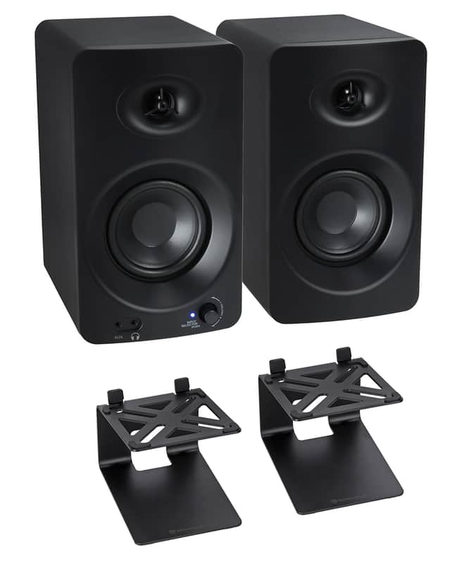Pair Rockville ASM4 4" Studio Monitor Computer Speakers w/Bluetooth+Riser Stands image 1